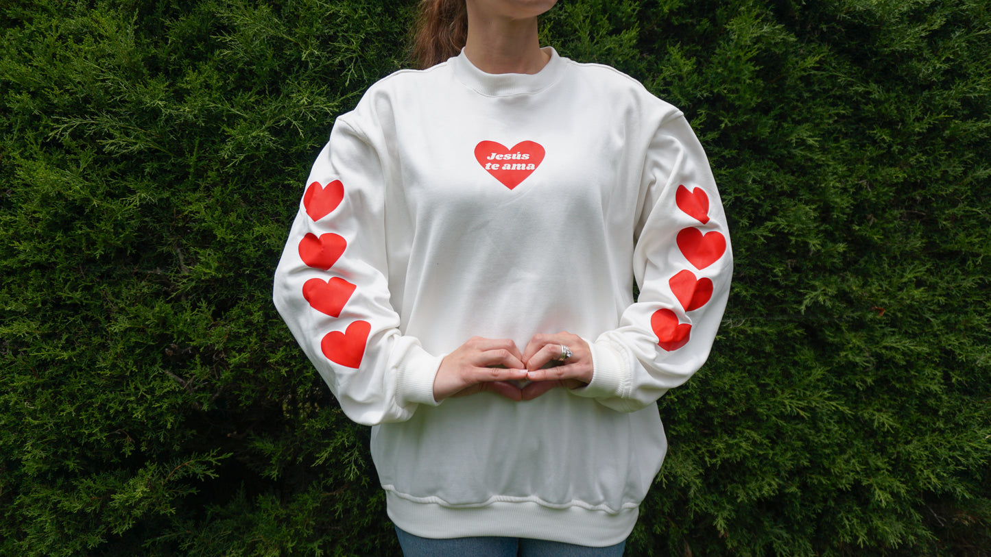 Crewneck Jesús te ama (Manga corazón - Entrega Inmediata)
